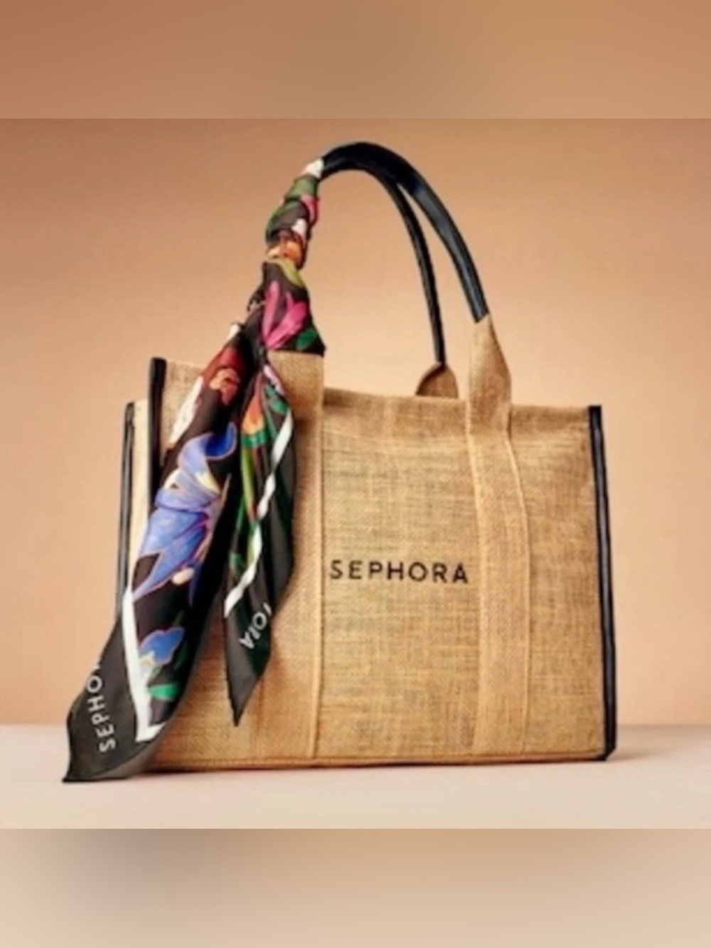 Sephora Limited Edition Raffia Tote & Scarf